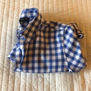 Cute blue and white button down.